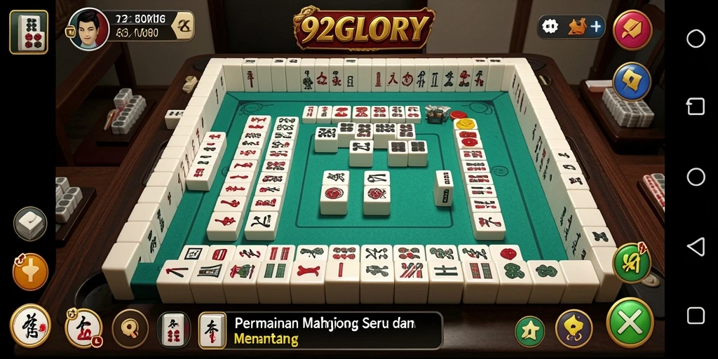 Tampilan gameplay seru 92GLORY dengan tantangan Mahjong yang menarik.