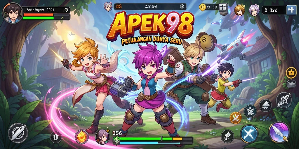 Tampilan gameplay APEK88 dengan karakter anime yang seru.
