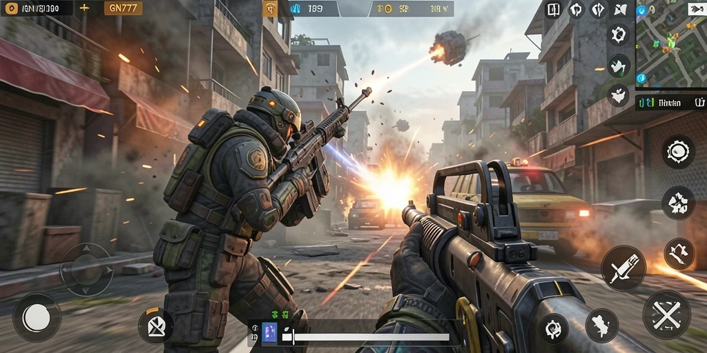 Tangkapan layar gameplay GN777 dengan aksi pertempuran seru.