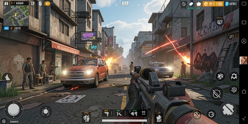 Tangkapan layar menunjukkan aksi intens dalam gameplay TPS.
