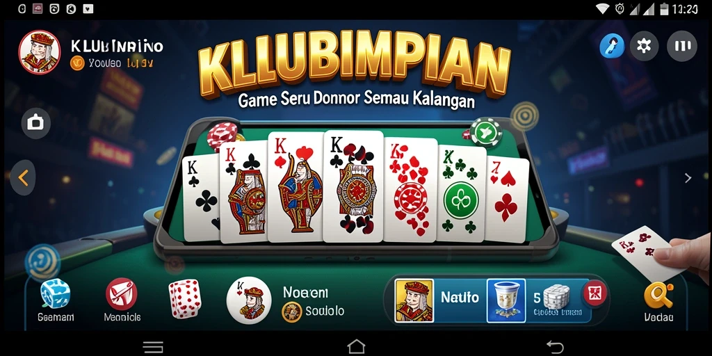 Tangkapan layar permainan KLUBIMPIAN yang menggambarkan aksi seru Domino.