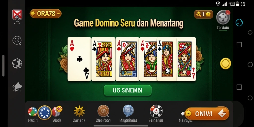 Tampilan gameplay seru di ORA78 dengan teman-teman bermain domino.