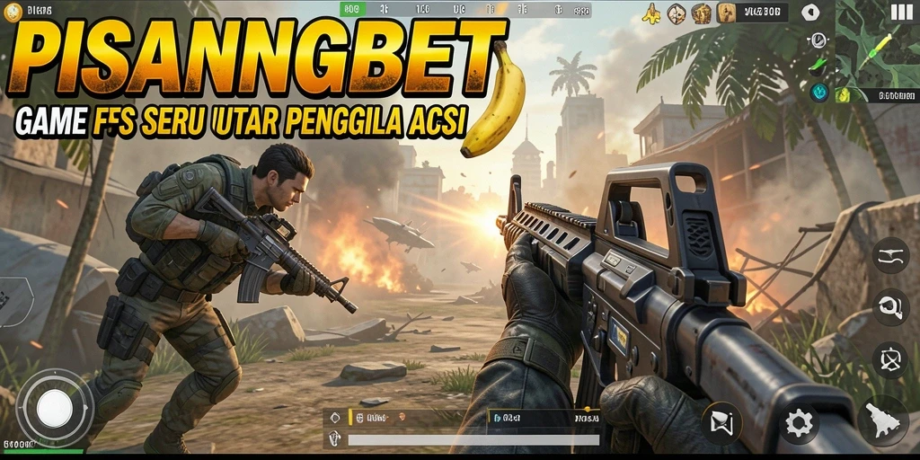 Tampilan gameplay PISANGBET dengan aksi tembak-menembak yang intens.