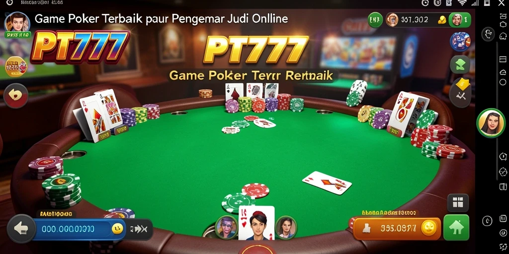 Screenshot PT777 menampilkan gameplay Poker yang mendebarkan dan interaktif.
