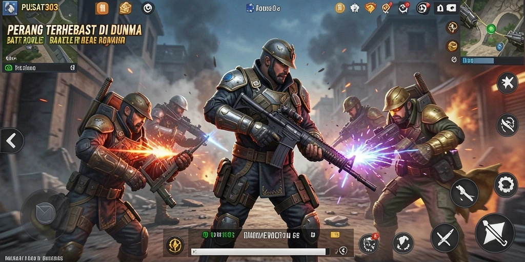 Tampilan gameplay mendebarkan di PUSAT303 dengan aksi Battle Royale.