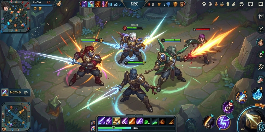 Tangkapan layar gameplay RK55 dalam aksi pertarungan MOBA.
