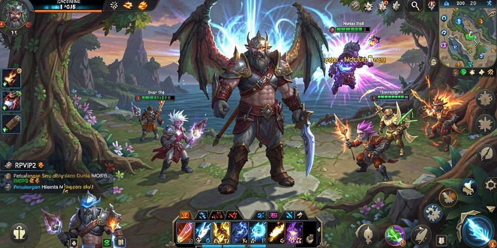 Screenshot utama RPVIP2 menampilkan aksi seru dan grafis menawan dari gameplay MMORPG.