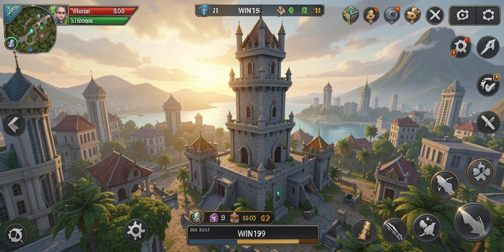 Tangkapan layar menunjukkan gameplay menara pertahanan yang seru di WIN199.