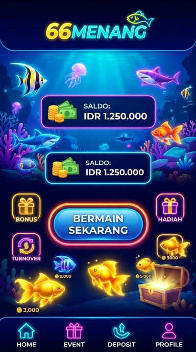 Tampilan beranda aplikasi 66menang yang intuitif dan menarik.